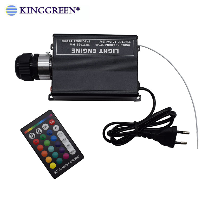 High Brightness RGB LED lighting 16W fiber optic light engine with 24key RF remote controller