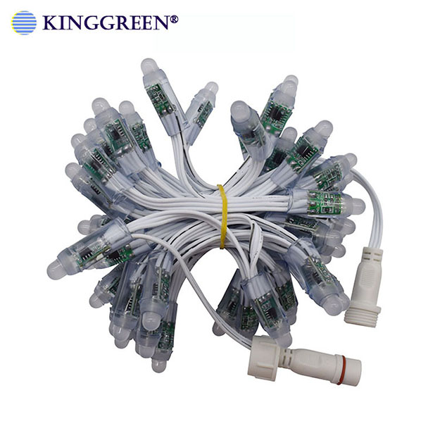 High Quality 18AWG White Cable WS2811 Addressable 12mm RGB Dream Color Pixels LED String Light DC12V Input 50PCS/String IP68